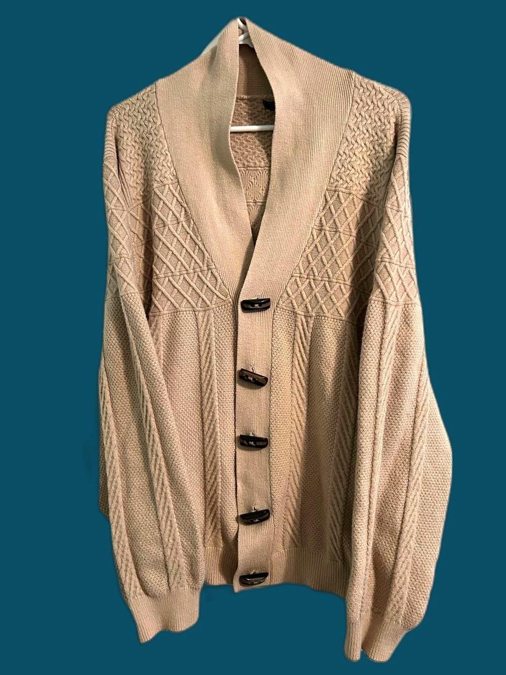 Women's Tan Shawl Collar Button-Up Sweater Cardigan - Size XL